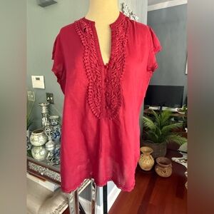 Converse Red Lace Trim Blouse